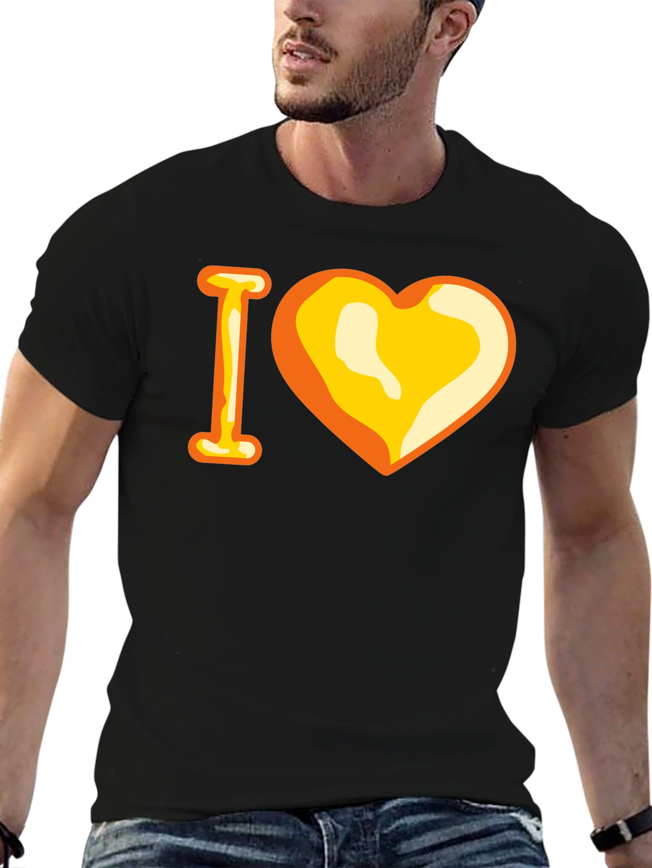 Camiseta Negra con Diseño I Corazón