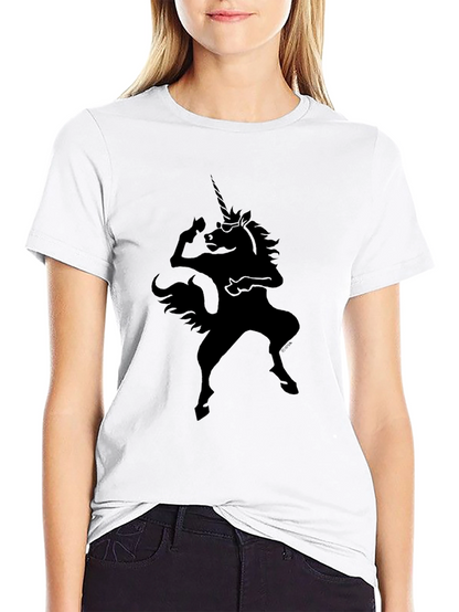 Camiseta Negra Unicornio Rockero para Hombre