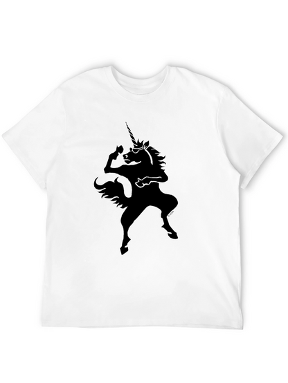 Camiseta Negra Unicornio Rockero para Hombre