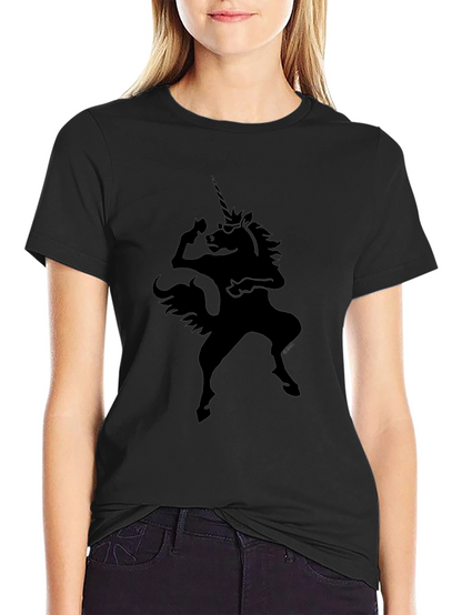 Camiseta Negra Unicornio Rockero para Hombre