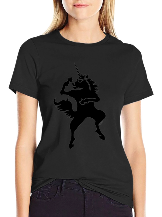 Camiseta Negra Unicornio Rockero para Hombre