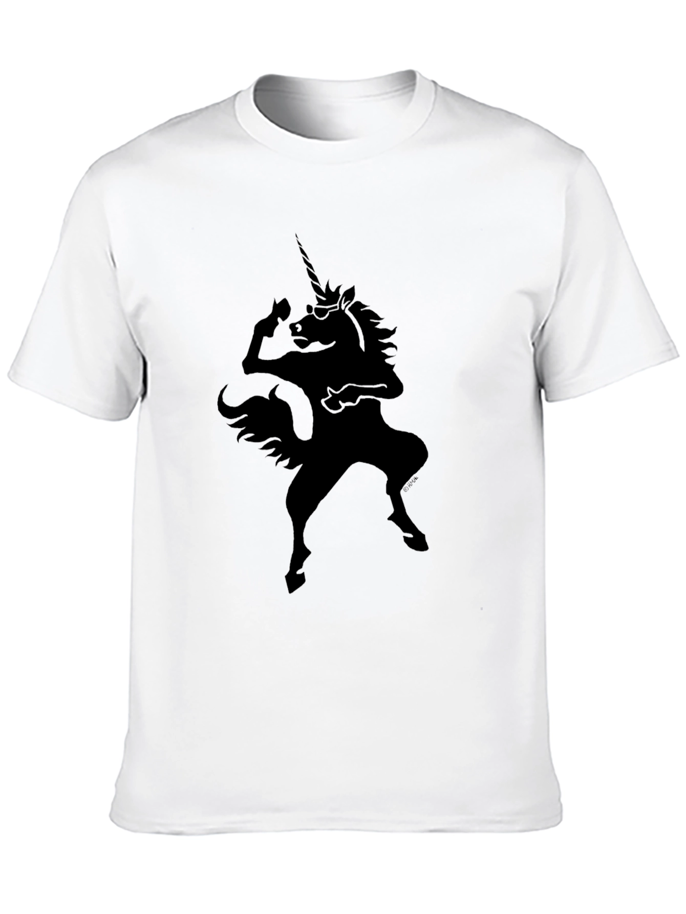 Camiseta Negra Unicornio Rockero para Hombre