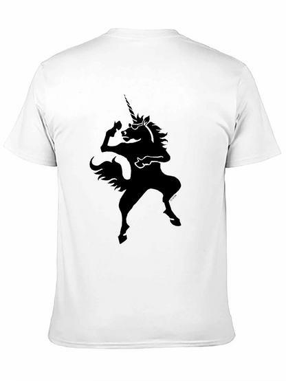 Camiseta Negra Unicornio Rockero para Hombre