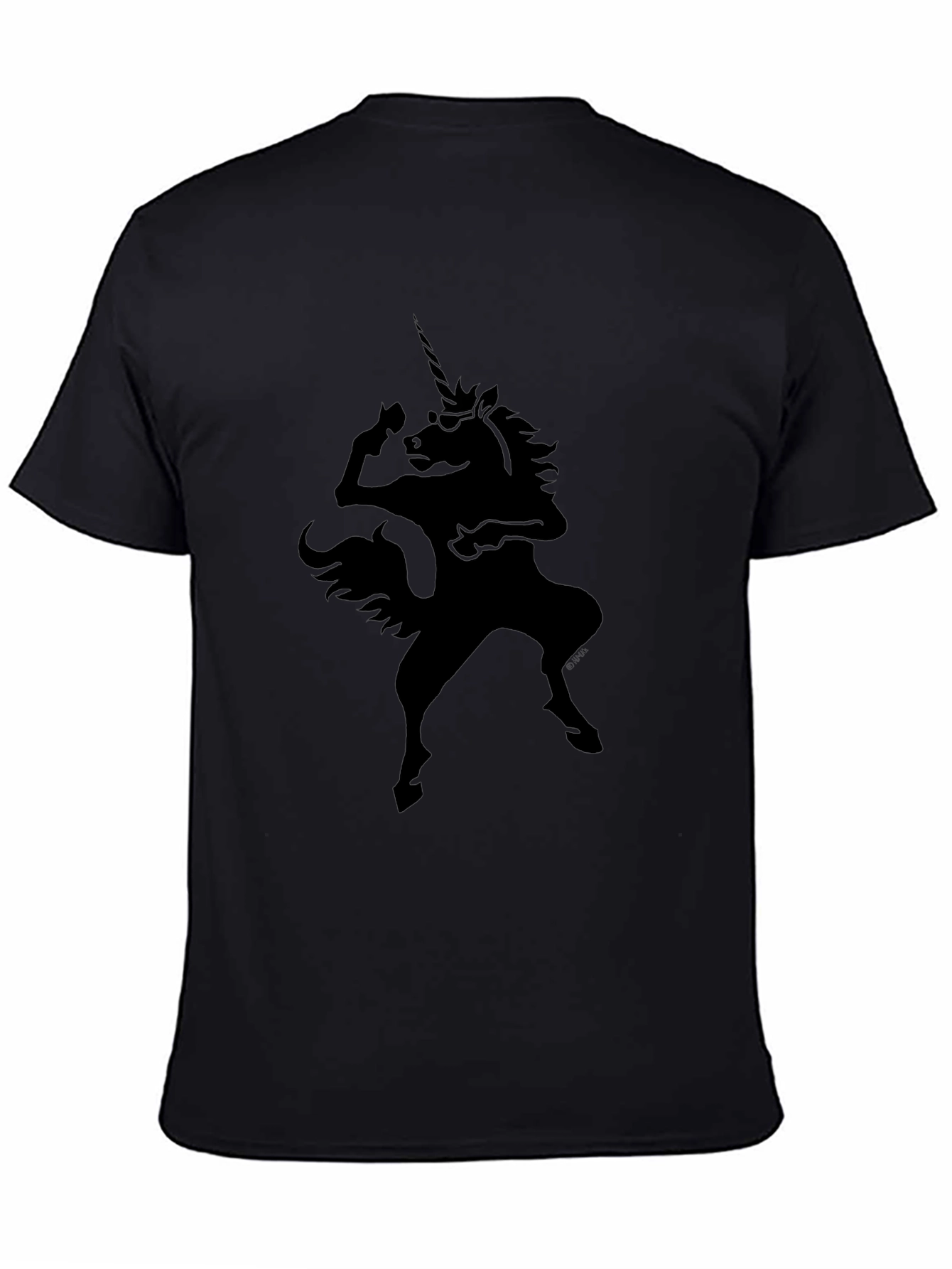 Camiseta Negra Unicornio Rockero para Hombre