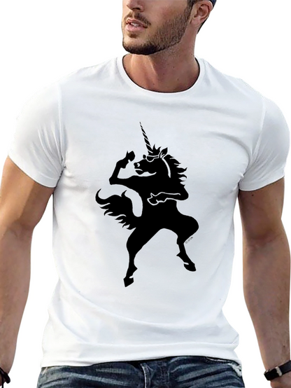 Camiseta Negra Unicornio Rockero para Hombre