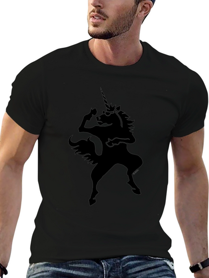 Camiseta Negra Unicornio Rockero para Hombre