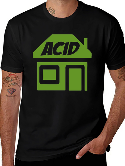 Camiseta Negra Acid House Estilo Retro