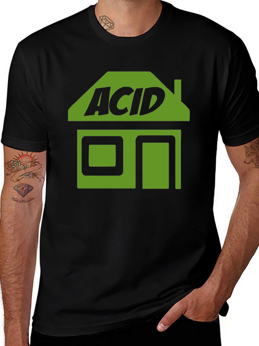 Camiseta Negra Acid House Estilo Retro