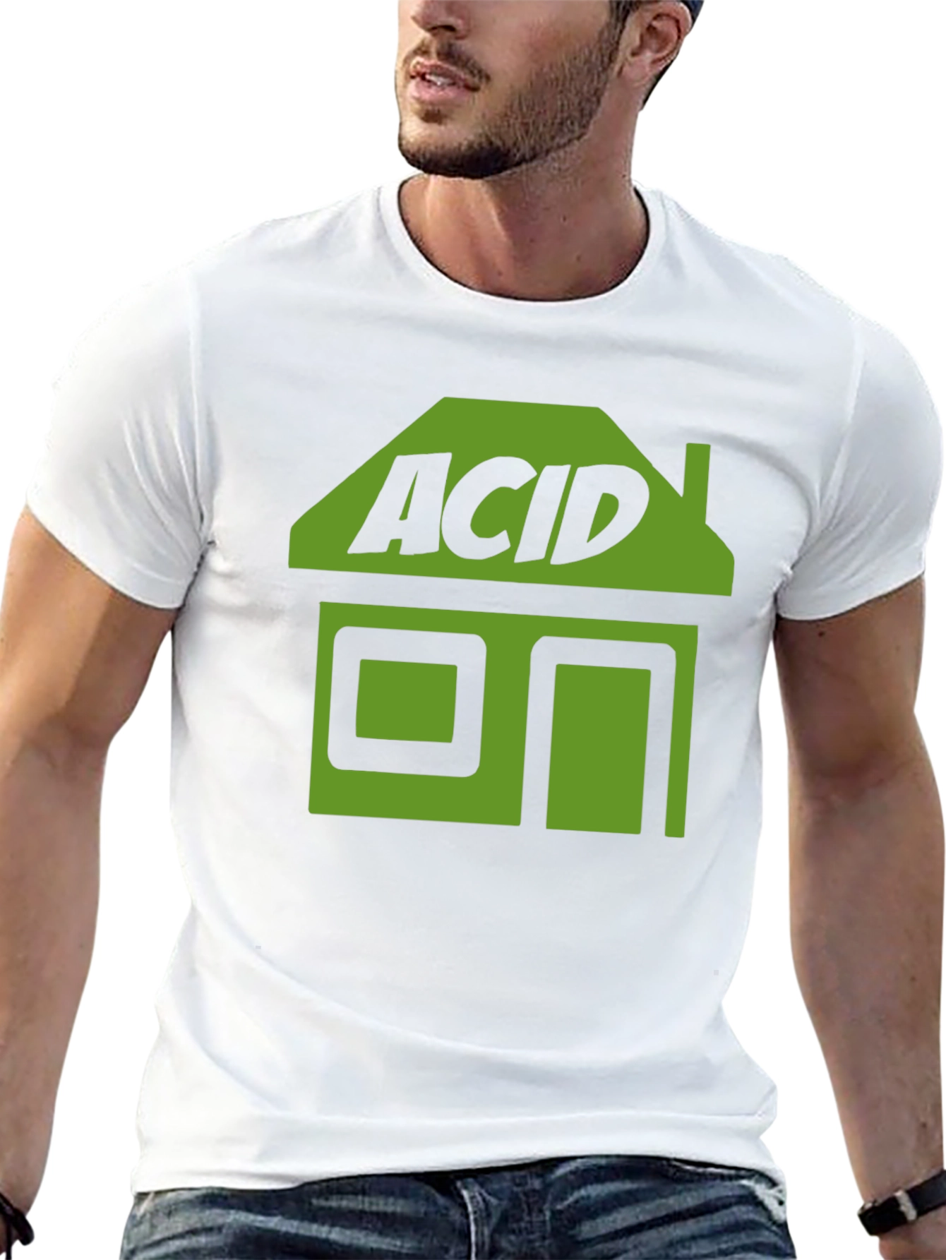 Camiseta Negra Acid House Estilo Retro