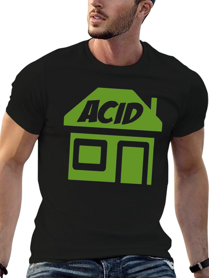 Camiseta Negra Acid House Estilo Retro