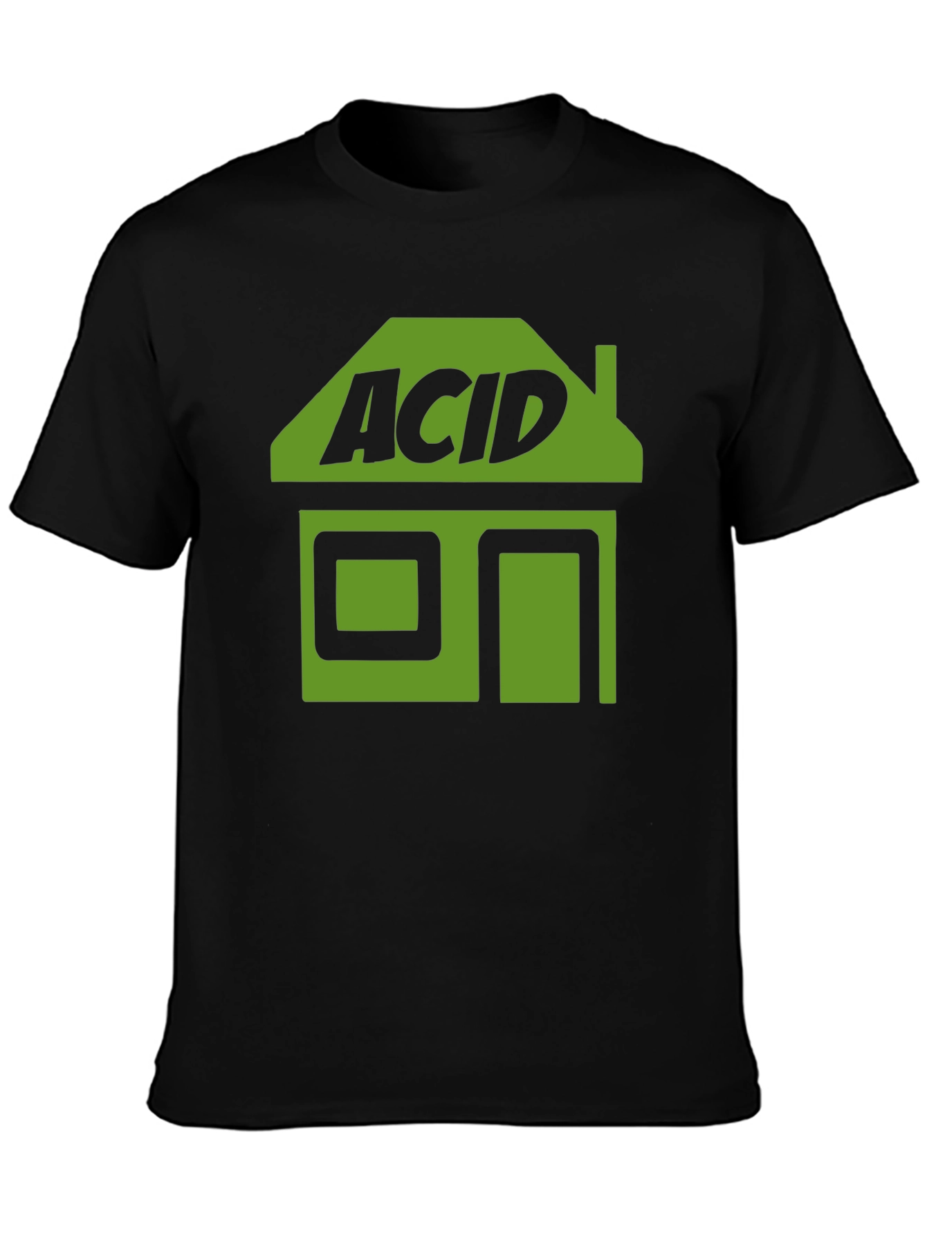 Camiseta Negra Acid House Estilo Retro