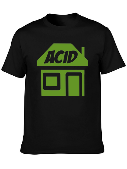 Camiseta Negra Acid House Estilo Retro