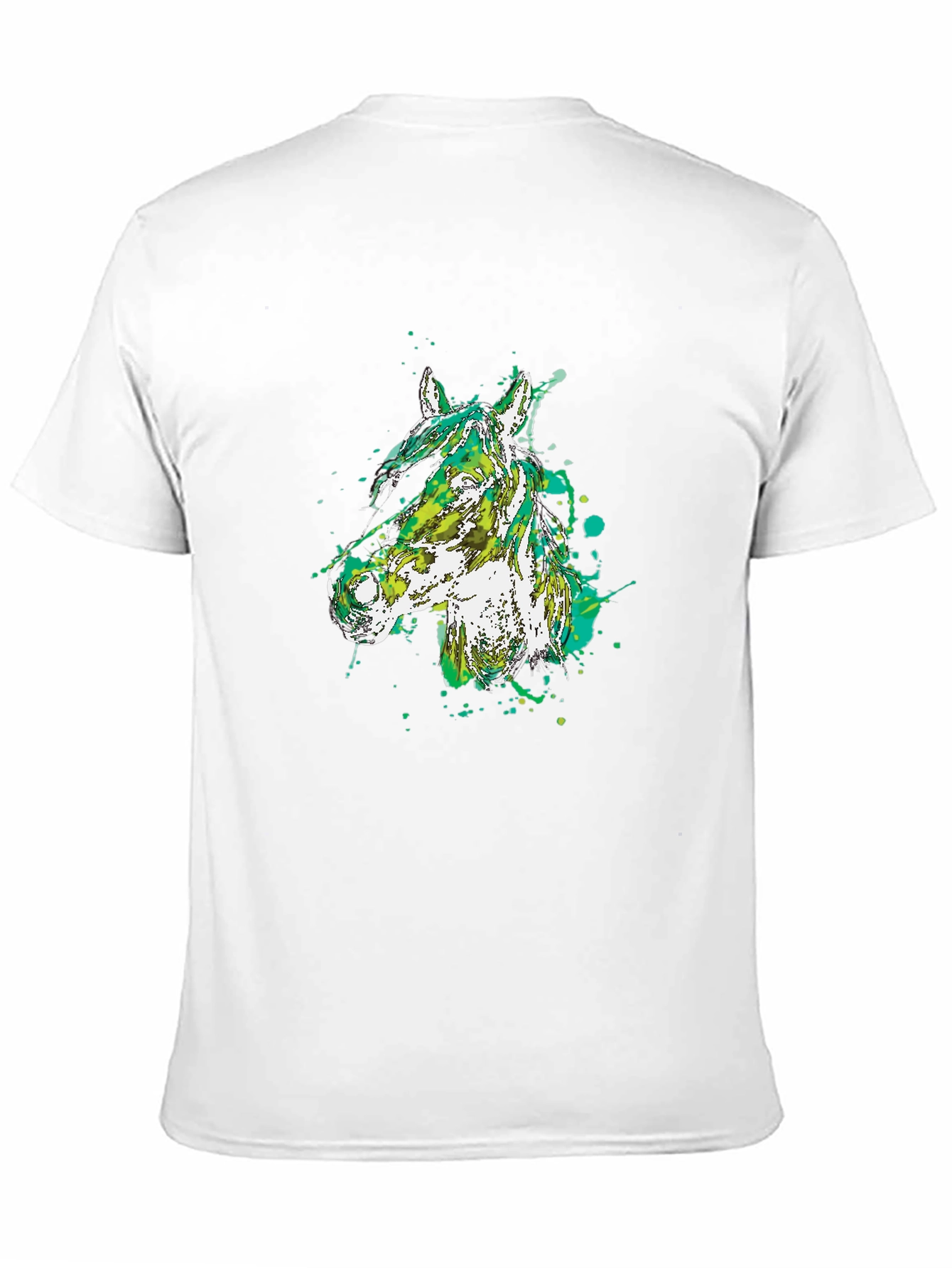 Camiseta Negra con Diseño Abstracto de Cabeza de Caballo