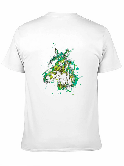 Camiseta Negra con Diseño Abstracto de Cabeza de Caballo