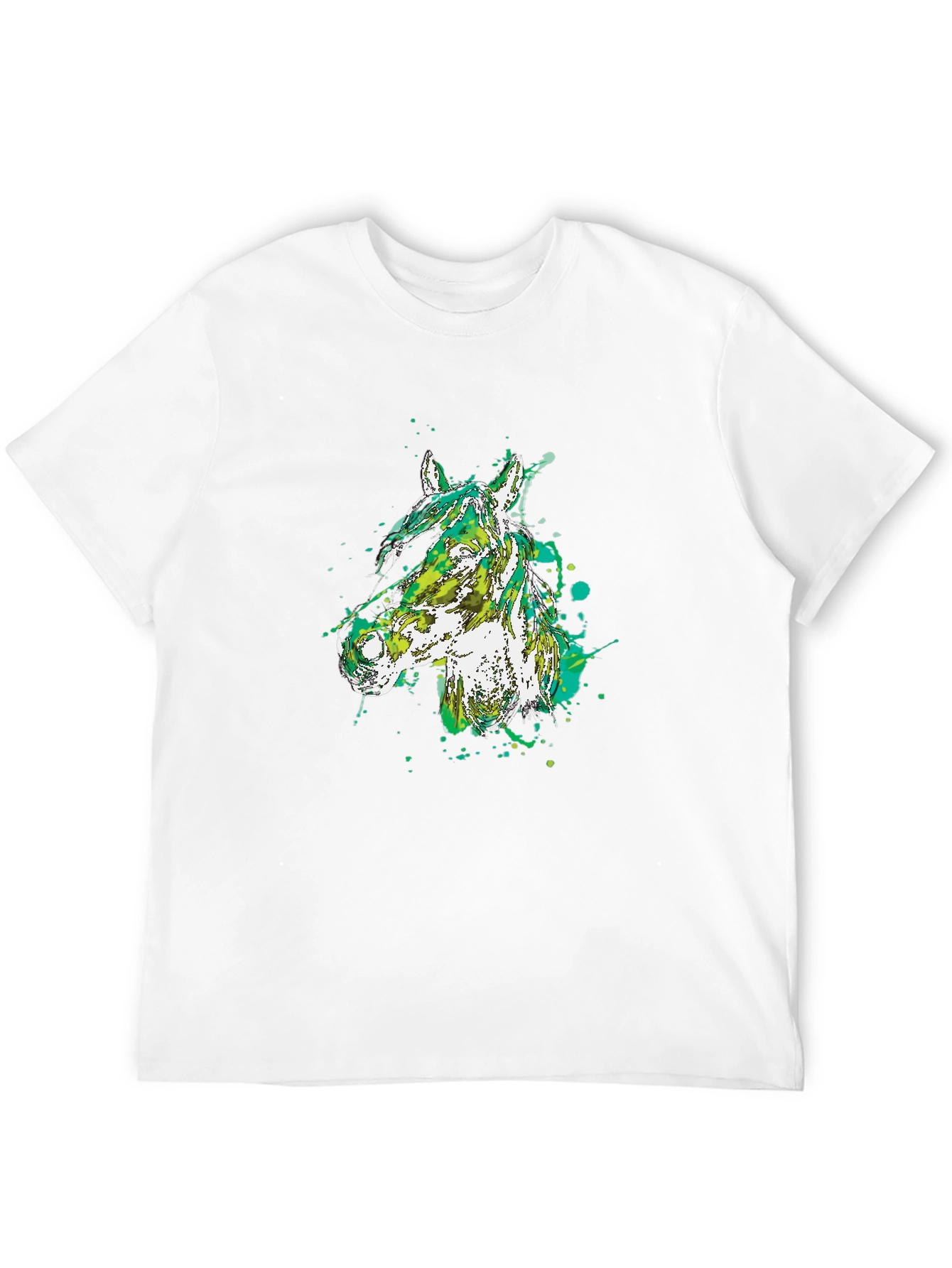 Camiseta Negra con Diseño Abstracto de Cabeza de Caballo