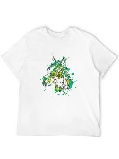 Camiseta Negra con Diseño Abstracto de Cabeza de Caballo