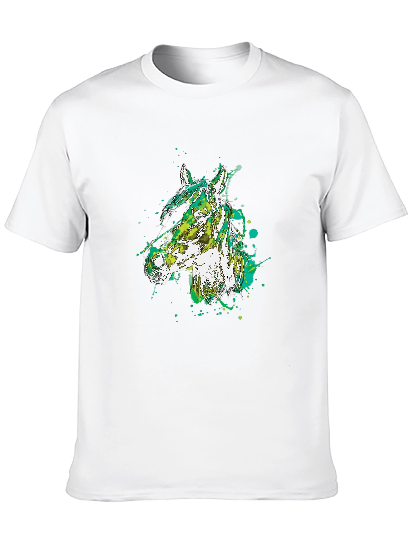 Camiseta Negra con Diseño Abstracto de Cabeza de Caballo