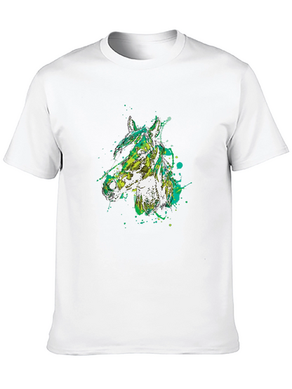 Camiseta Negra con Diseño Abstracto de Cabeza de Caballo