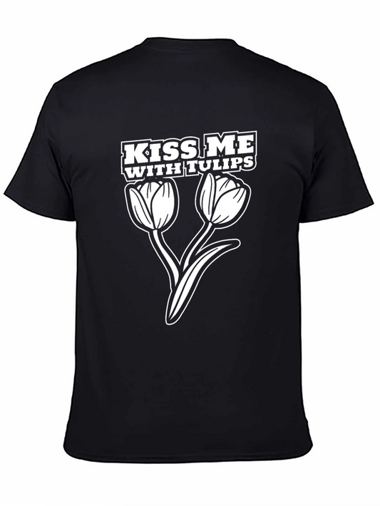 Camiseta Negra Kiss Me With Tulips