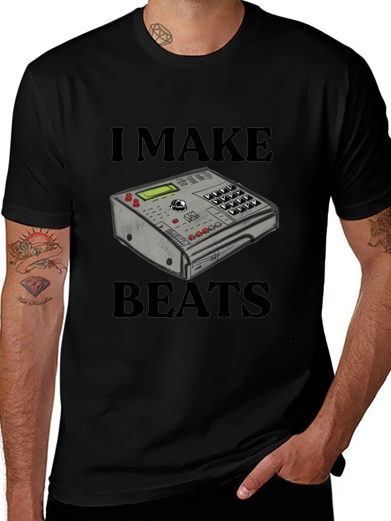 Camiseta Negra I Make Beats - Diseño Musical