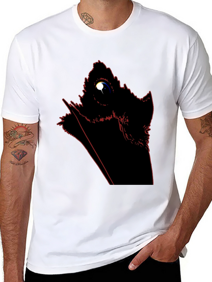 Camiseta Negra con Diseño Abstracto de Cuervo