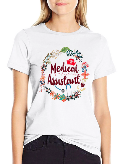 Camiseta Asistente Médico Floral - Regalo Ideal