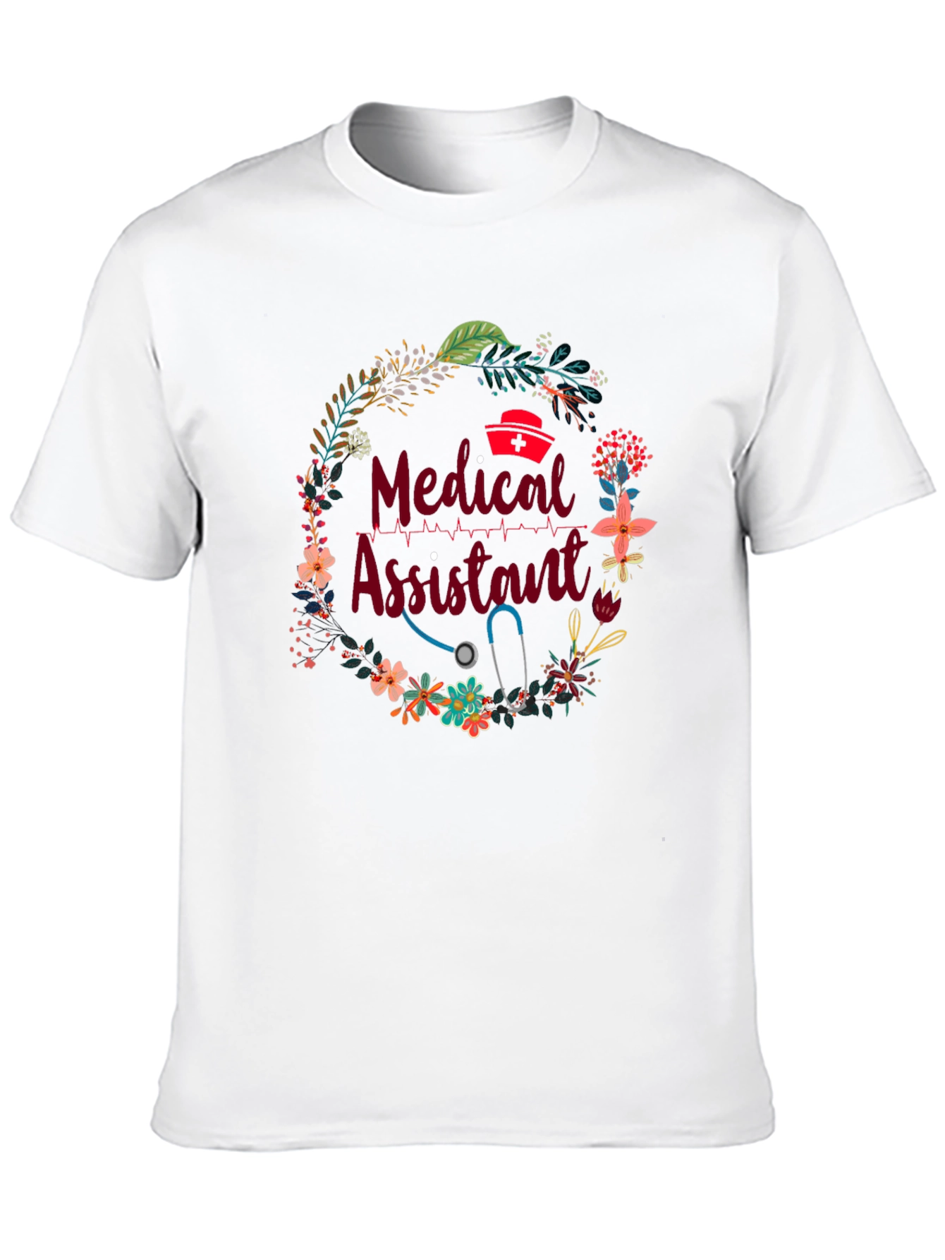 Camiseta Asistente Médico Floral - Regalo Ideal