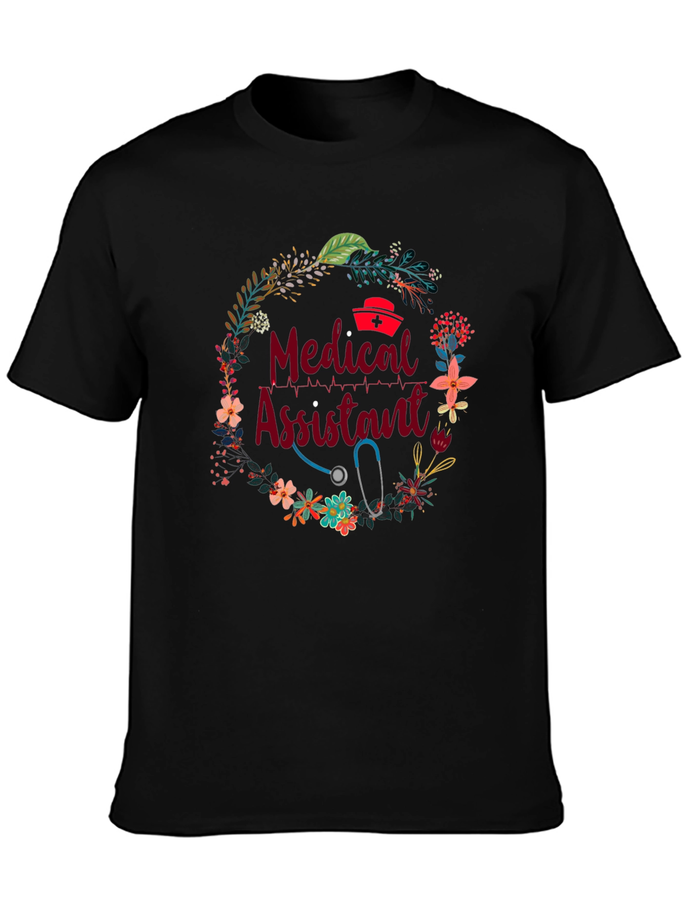 Camiseta Asistente Médico Floral - Regalo Ideal
