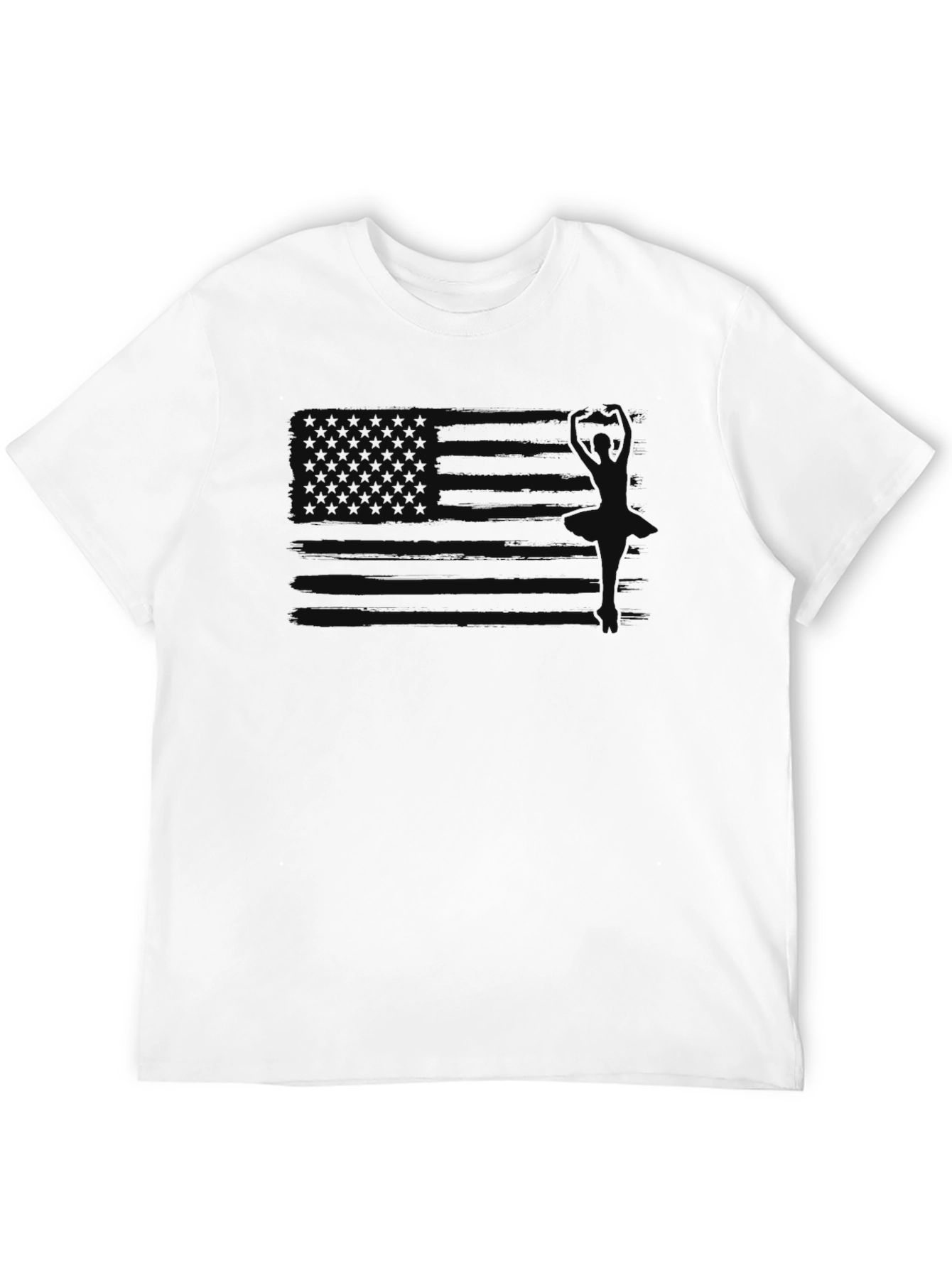 Camiseta Negra Hombre Diseño Bandera EE. UU. Discreta