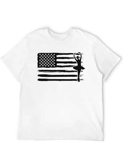 Camiseta Negra Hombre Diseño Bandera EE. UU. Discreta