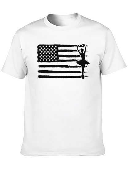 Camiseta Negra Hombre Diseño Bandera EE. UU. Discreta