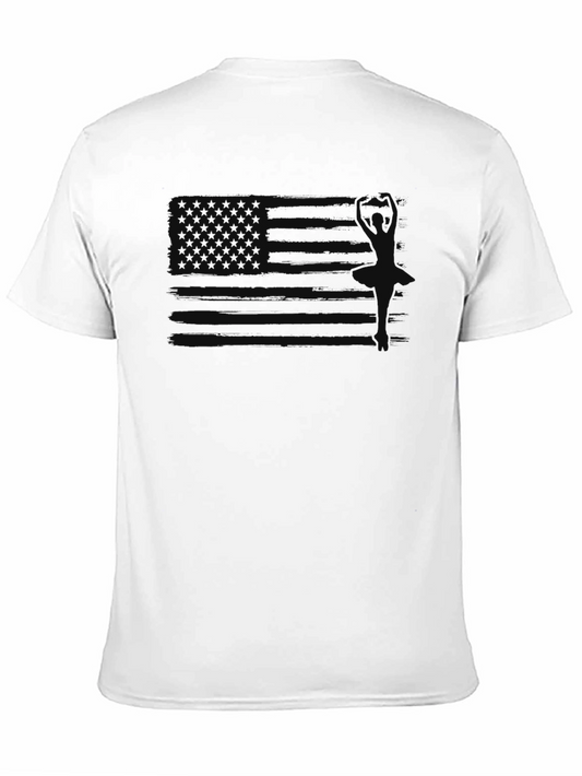 Camiseta Negra Hombre Diseño Bandera EE. UU. Discreta