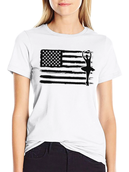 Camiseta Negra Hombre Diseño Bandera EE. UU. Discreta