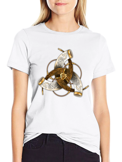 Camiseta Negra con Diseño Vikingo Cuerno de Odin