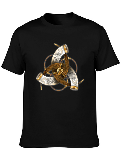 Camiseta Negra con Diseño Vikingo Cuerno de Odin