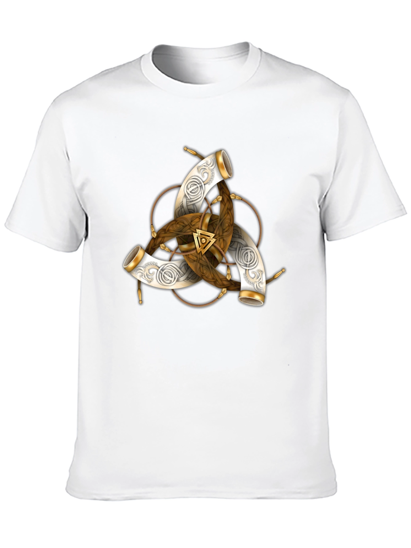 Camiseta Negra con Diseño Vikingo Cuerno de Odin