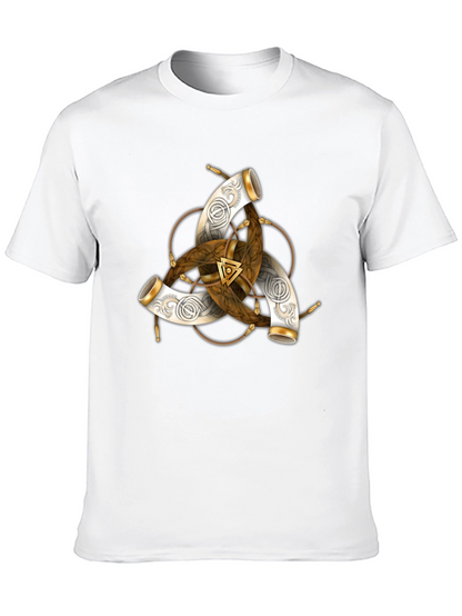 Camiseta Negra con Diseño Vikingo Cuerno de Odin