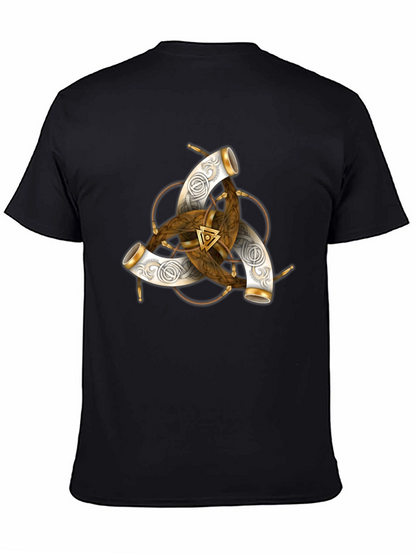 Camiseta Negra con Diseño Vikingo Cuerno de Odin