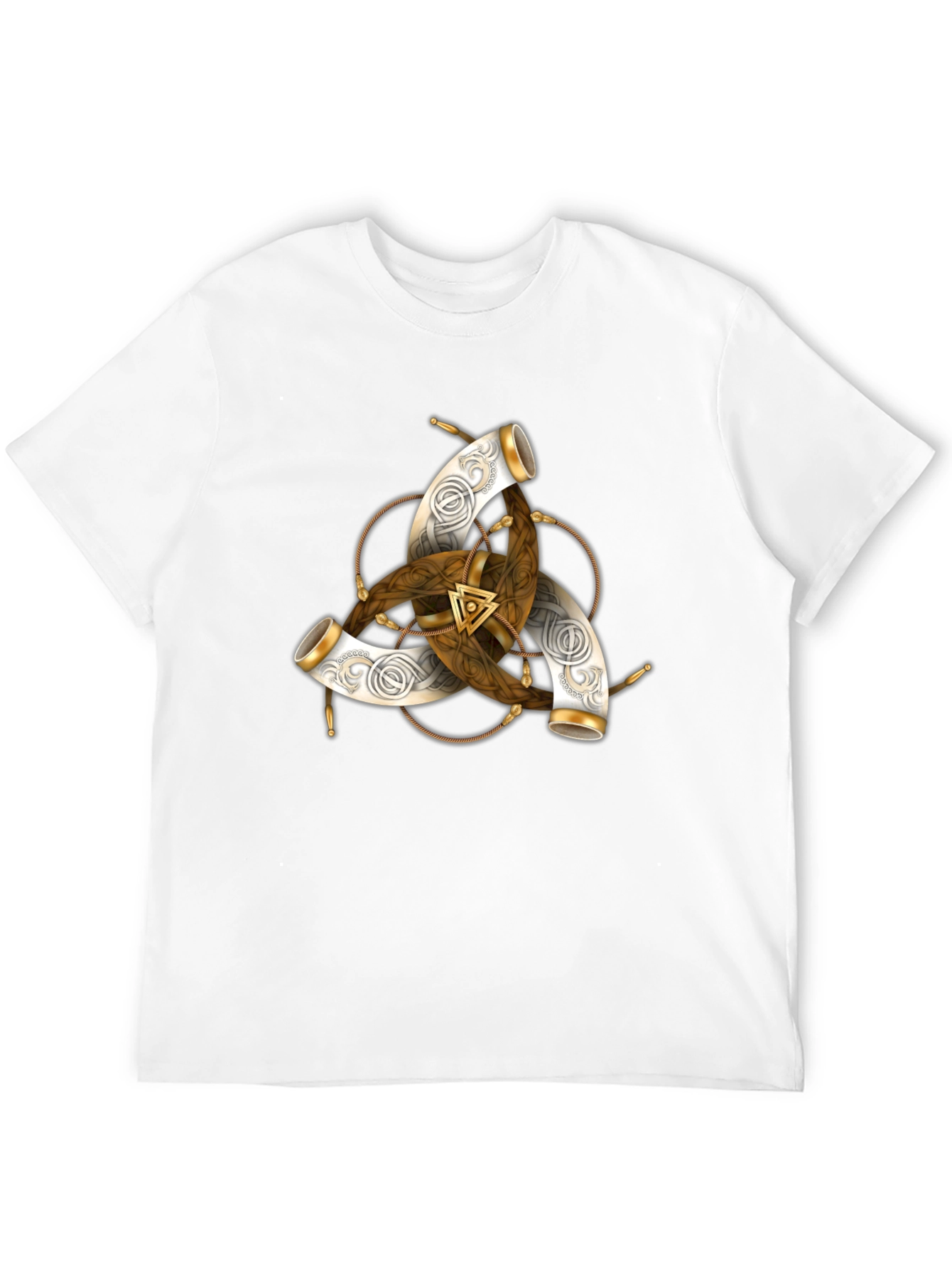 Camiseta Negra con Diseño Vikingo Cuerno de Odin