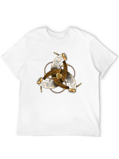 Camiseta Negra con Diseño Vikingo Cuerno de Odin