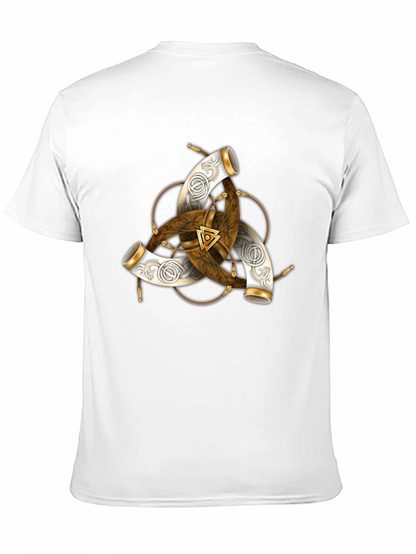 Camiseta Negra con Diseño Vikingo Cuerno de Odin