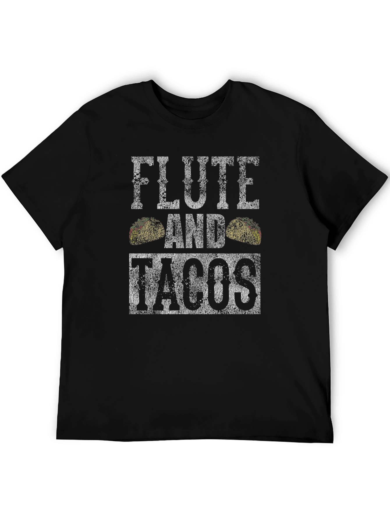 Camiseta Negra: Flauta y Tacos - Diseño Divertido