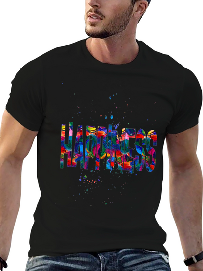 Camiseta Negra Happiness Multicolor
