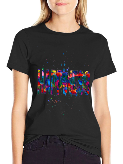 Camiseta Negra Happiness Multicolor