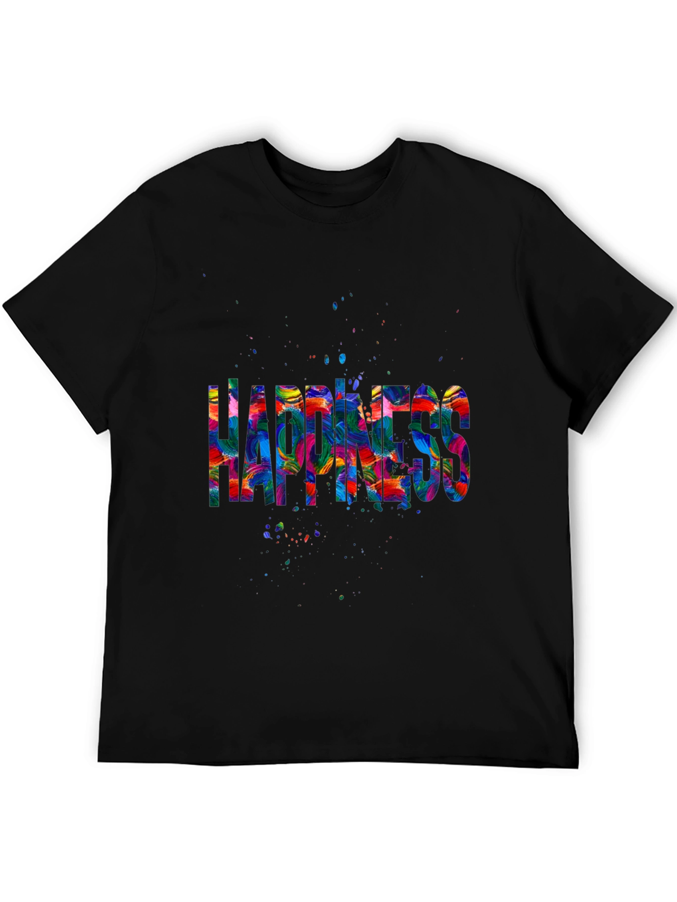 Camiseta Negra Happiness Multicolor