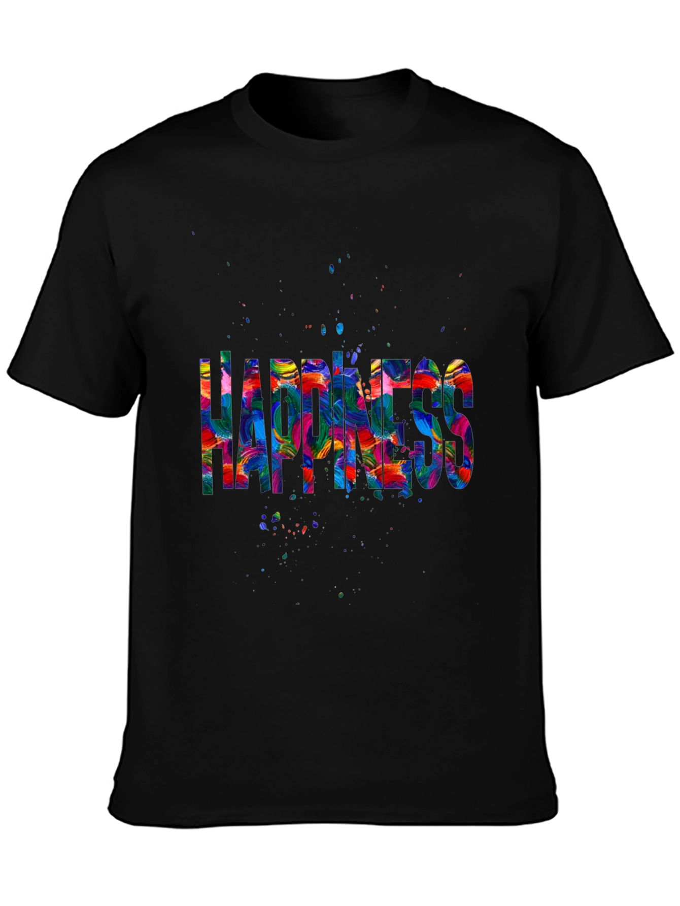 Camiseta Negra Happiness Multicolor