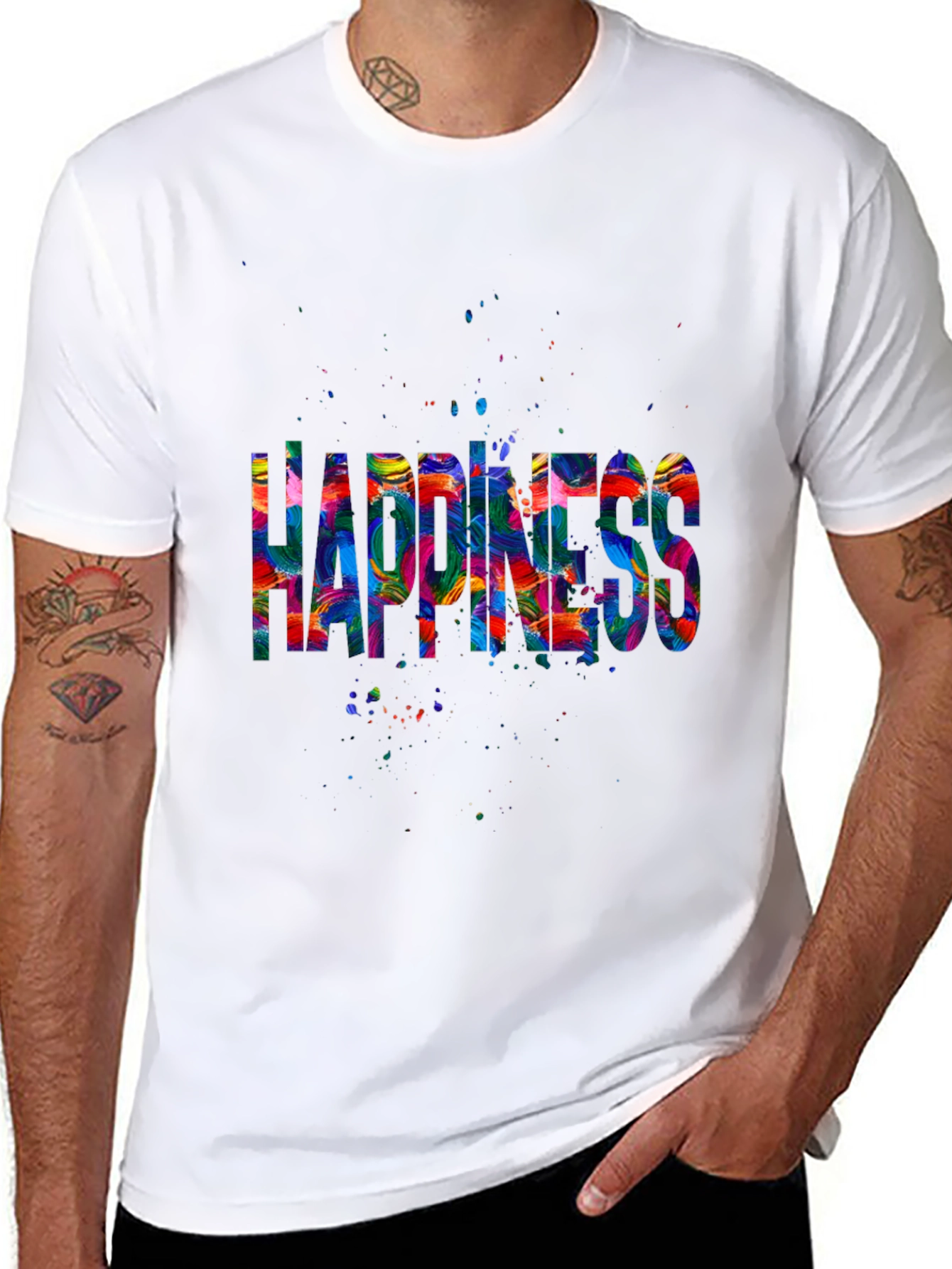 Camiseta Negra Happiness Multicolor