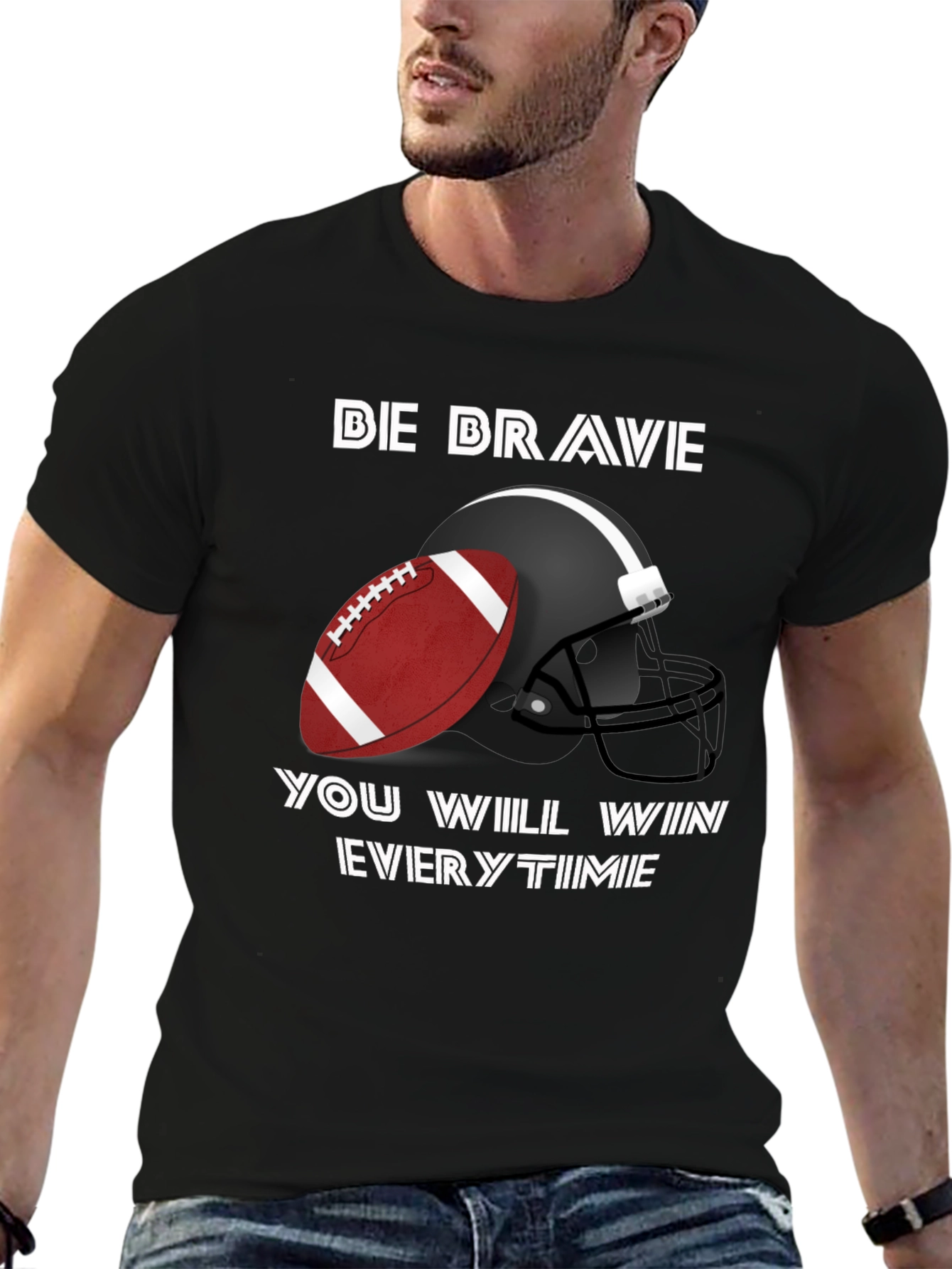 Camiseta Negra Fútbol Americano - Be Brave