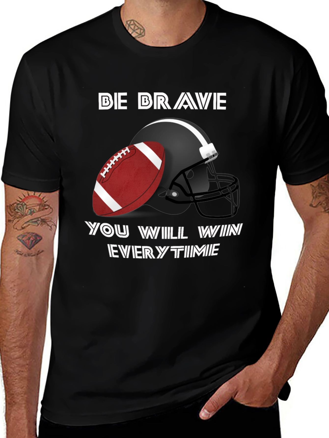 Camiseta Negra Fútbol Americano - Be Brave