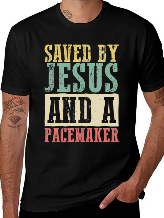 Camiseta con Mensaje: Salvado por Jesús y un Marcapasos